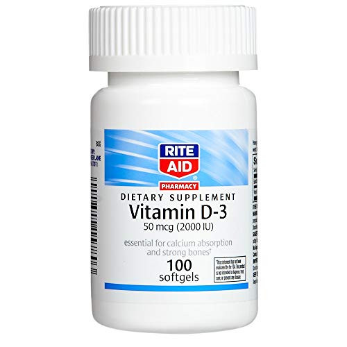 Rite Aid Pharmacy Vitamin D-3 2000 IU Softgels 100 softgels Rite Aid Pharmacy Vitamin D-3 2000 IU Softgels 100 softgels