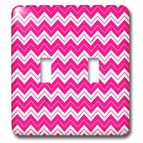 3dRose lsp_195249_2 Hot Pink Chevron Zigzag Pattern Double Toggle Switch Multicolor