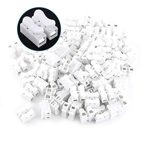 Bracon Spring Wire Connector - 100pcs 10A 220V 2 Pin Push Quick Wire Cable Connector White Wiring Terminal