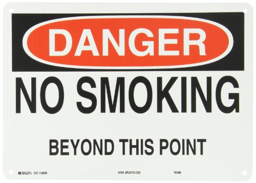 Brady 42656 14 Width x 10 Height B-555 Aluminum Black and Red on White Sign Header Danger Legend No Smoking Beyond This Point