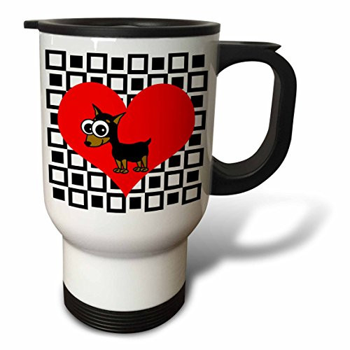 3dRose tm_31192_1" I Love Dogs Minpin Miniature Pinscher" Travel Mug, 14 oz, Multicolor