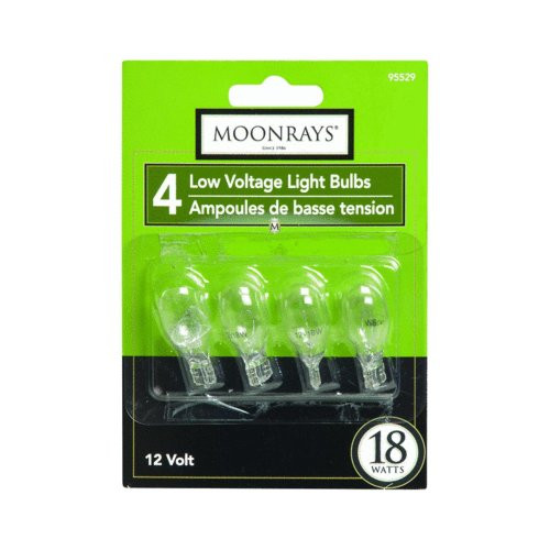 Moonrays 95529 Wedge Base Light Bulbs, Clear, 18-watt, 4-Pack