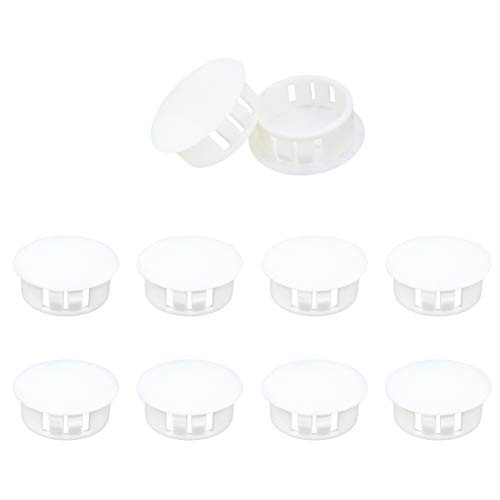 Geesatis 10 Pcs Locking Hole Plugs Button Cover 1 inch Plastic Hole Plugs Snap in Hole Plugs for Door Window Hole White