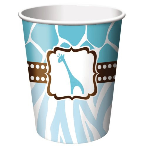 Creative Converting Baby Shower Wild Safari Blue 8 Count Paper Cups 9-Ounce