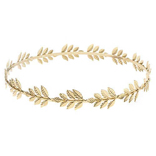 RIVERTREE Greek God Laurel Wreath Caesar Circlet Emperor Crown Gold Leaf Headband Toga Costume Accessory