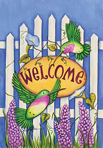 Toland Home Garden Welcome Hummingbirds 12_5 x 18 Inch Decorative Spring Summer Flower Bird Garden Flag