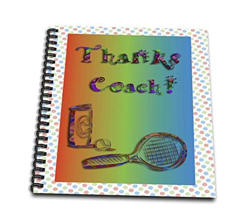 3dRose db-20167-1 Thank You to Tennis Coach Tennis Racket and Balls-Drawing Book 8 by 8-Inch