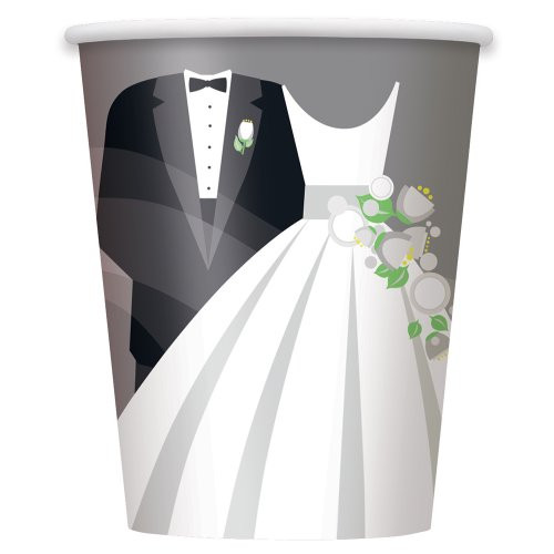 9oz Silver Wedding Paper Cups 8ct