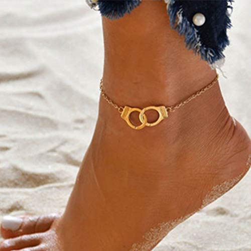 Taktik Boho Anklets Summer Dainty Ankle Bracelet Gold Handcuffs Anklet Beach Adjustable Foot Chain Jewelry for Women Girls Friends