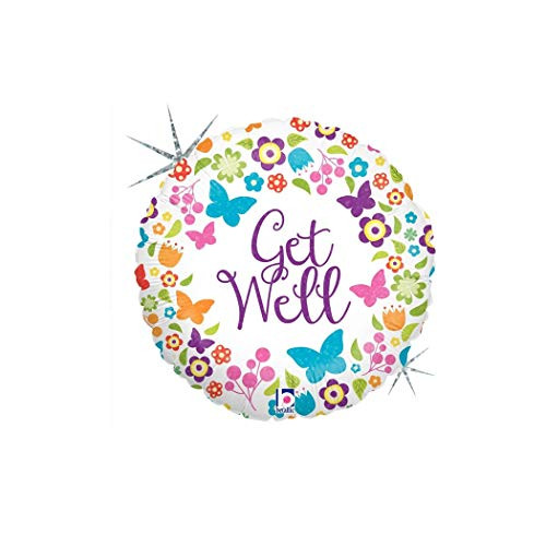 Betallic ButterfliesFlower Get Well Holographic Party Balloon 18 Multicolor