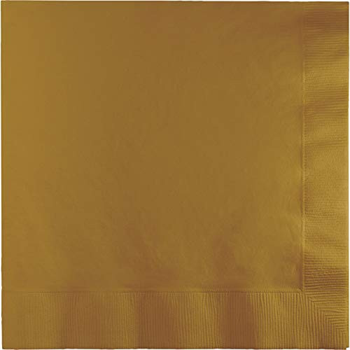 Creative Converting Touch of Color 2-Ply 50 Count Paper Beverage Napkins Glittering Gold