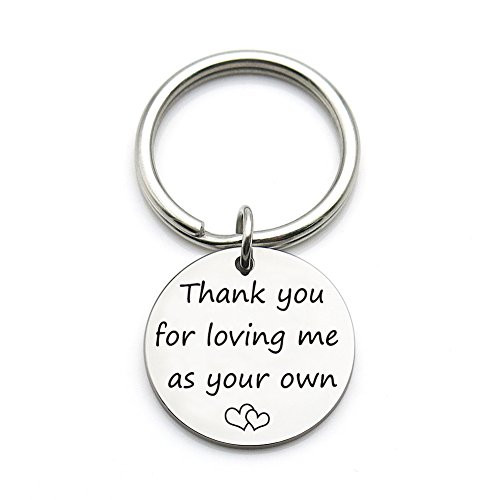 XYBAGS Thank You for Loving Me as Your Own Keychain Mother Father Stepmom Stepdad Key Ring Gift Gifts for Dad Mom from Son Daughter