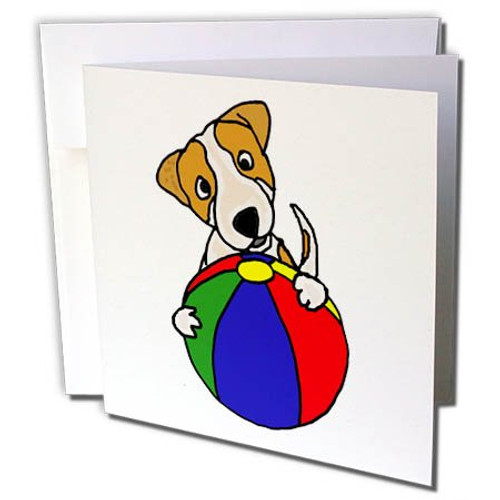 3dRose Greeting Card Funny Cute Jack Russell Terrier Dog with Beach Ball 6 x 6 gc-255686-5 3dRose Greeting Card Funny Cute Jack Russell Terrier Dog with Beach Ball 6 x 6 gc-255686-5