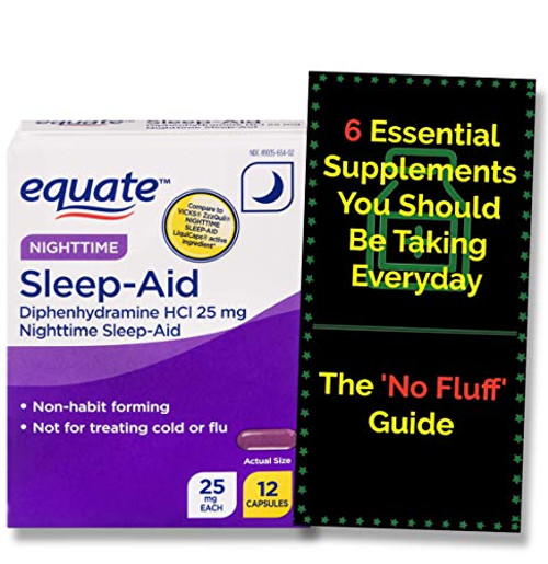 Sleep Aid Capsules Compare to Nighttime Zquil Liquicaps Medicine Pills 12ct_ Bundle w No Fluff Supplement Guide© Sleep Aid Capsules Compare to Nighttime Zquil Liquicaps Medicine Pills 12ct_ Bundle w No Fluff Supplement Guide©