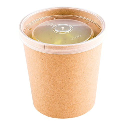 Bio Soup Container Round Clear Plastic Lid - Fits 16 oz - 3 34 x 3 34 x 12 - 25 count box - Restaurantware