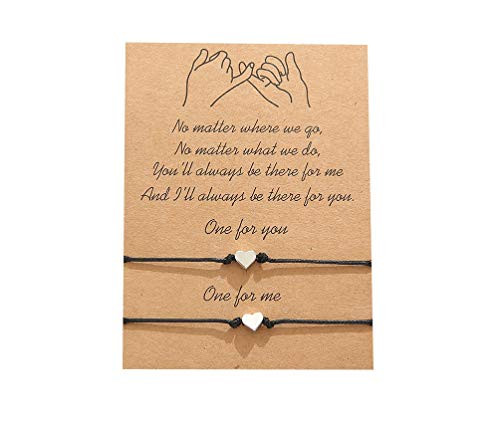 Pinky Promise Bracelets for Couples Best Friend Long Distance Relationship Matching Friendship Bracelets Adjustable Waterproof Bracelets Anklets-heart 2