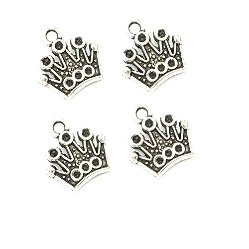 100pcs Antique Silver Plated Crown Charms Pendants for DIY Bracelets Necklace Jewelry Findings Making AccessariesZ08