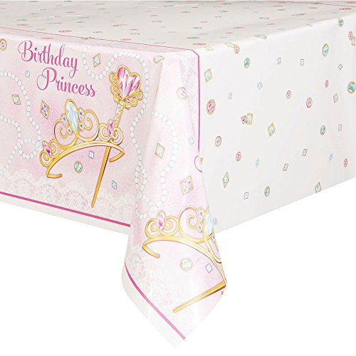 Jeweled Pink Princess Plastic Tablecloth, 84" x 54"