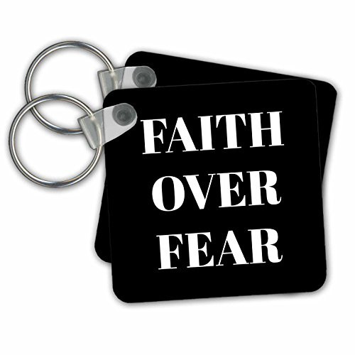 3dRose Key Chains Faith Over Fear White Letters on a Black Background Set of 2 2_25 x 2_25 kc-265910-1 3dRose Key Chains Faith Over Fear White Letters on a Black Background Set of 2 2_25 x 2_25 kc-265910-1