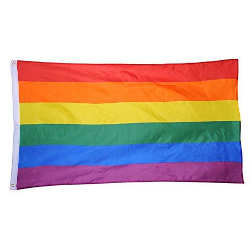 AXECO 3x5 Foot Rainbow Flag Gay Pride Lesbian LGBT Banner Flags - Vivid Color and UV Fade Resistant - Canvas Header and Double Stitched Polyester with Brass Grommets