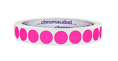 ChromaLabel 12 Inch Round Permanent Color-Code Dot Stickers 1000 Labels per Roll Fluorescent Pink