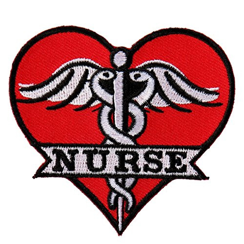 Hot Leathers NURSE HEART High Thread Embroidered Iron-On  Saw-On Heat Sealed Backing Rayon PATCH - 3 x 3