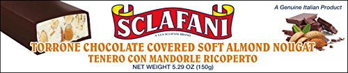 Sclafani Chocolate Covered Soft Almond Nougat Torrone Bar