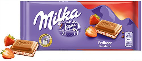 Milka Strawberry Chocolate Bar Candy Original German Chocolate 100g3_52oz Milka Strawberry Chocolate Bar Candy Original German Chocolate 100g3_52oz