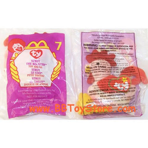 TY McDonalds Teenie Beanie - 7 STRUT the Rooster 1999 4 inch Sealed in bagbywww_bbtoystore_com