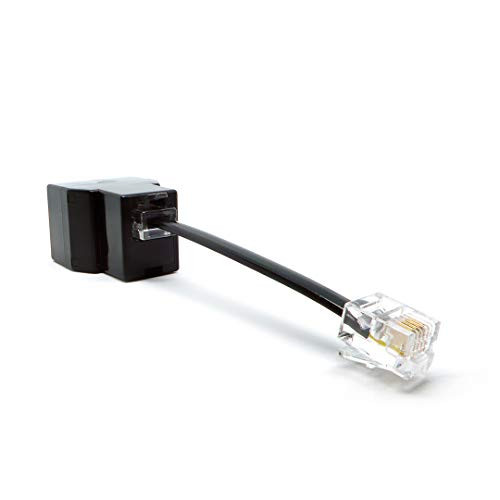 RJ11 Splitter Duplex in-line Telephone Adapter w 3 inch Cable Black 1