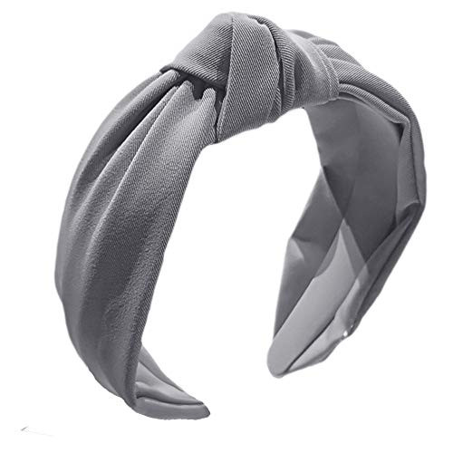 Headband for Women Knotted Wide Headband Yoga Hair Band Fashion Elastic Hair Accessories for Women and Girls Gray