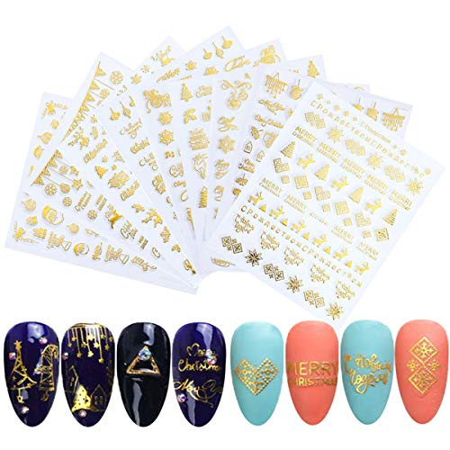 Christmas Nail Stickers 3D Gold Self Adhesive Nail Decals Winter Snowflake Xmas Snowman Santa Claus Elk Bell Sock Christmas Tree Nail Art Decals DIY Nail Decoration for Christmas Party 9 Sheets Christmas Nail Stickers 3D Gold Self Adhesive Nail Decals Winter Snowflake Xmas Snowman Santa Claus Elk Bell Sock Christmas Tree Nail Art Decals DIY Nail Decoration for Christmas Party 9 Sheets