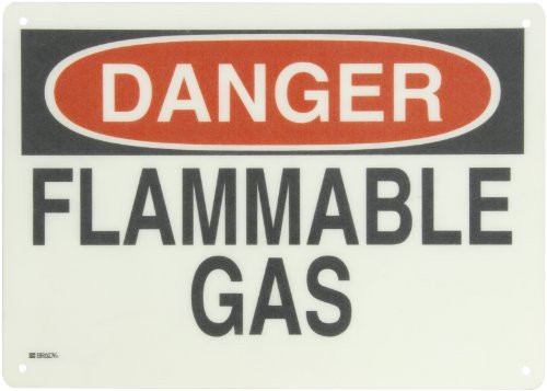 Brady 72230 10 Height 14 Width B-120 Premium Fiberglass Black And Red On White Color Chemical And Hazardous Materials Sign Legend Danger Flammable Gas