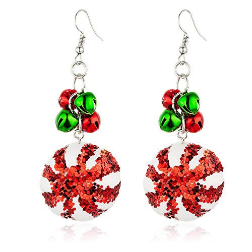 Ornament Dangle Earrings for Women Handmade Christmas Dangle Earrings Red Green Jingle Bells Earrings for Girls Ornament Dangle Earrings for Women Handmade Christmas Dangle Earrings Red Green Jingle Bells Earrings for Girls