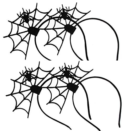 4 Pack Halloween Headbands Vampire Dentures Spider Web Devil Wings Headbands Party Hair Decorations Hair Bands Hoop for Women Party Supplies Spider Web Devil Wings Dress up Hair Accessories