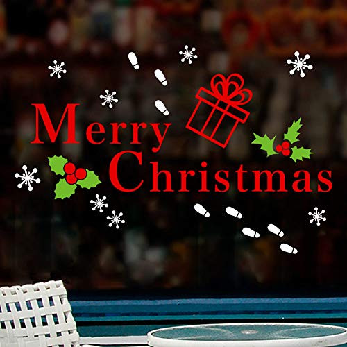 Molancia Merry Christmas Window Stickers Falling Snowflake Gifts Christmas Window Clings 4 PCS Party Decor Posters Xmas Celebration Decorations Party Supplies New Year Christmas Holiday Door Decals