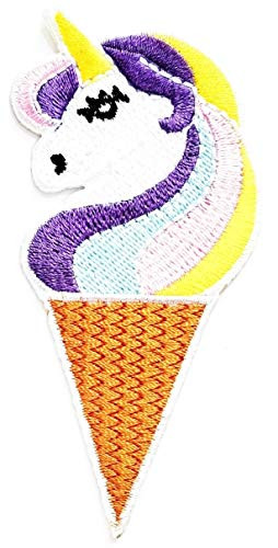 Nipitshop Patches Ice Cream Cone Unicorn Cartoon Children Kids Embroidered Iron Patch Sew On Patch Clothes Bag T-Shirt Jeans Biker Badge Applique for Happy Birthday Gift