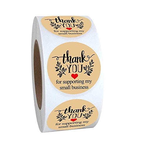 1_5 Thank You Labels Thank You for Supporting My Small Business Kraft Paper Thank You Stickers 500 Labels Per Roll