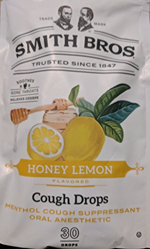Menthol Cough Drops by Smith Brothers Honey Lemon 90 Count Vintage Mentholated Candy Throat Lozenges - The Original American Cough Drop