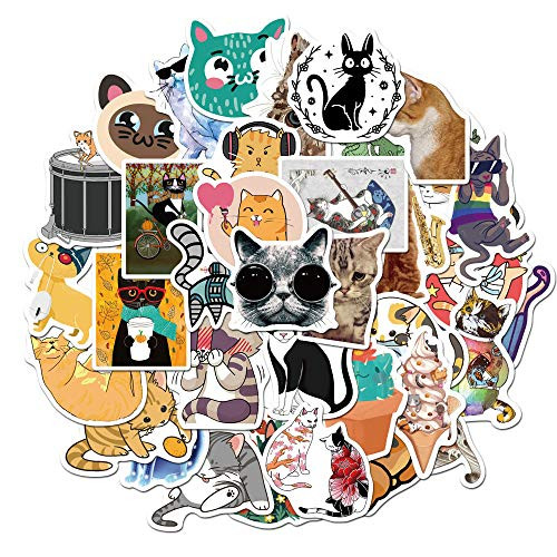 Cat Stickers for Water Bottles  Big 50-Pack  CuteWaterproofAestheticTrendy Stickers for TeensGirlsPerfect for LaptopHydro FlaskPhoneSkateboardTravel Extra Durable Vinyl Cat Stickers 50
