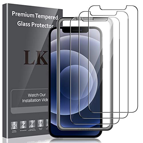 LK 3 Pack Screen Protector Compatible with iPhone 12 Mini 5_4-inch Tempered Glass HD Clear Easy Frame Installation Case Friendly