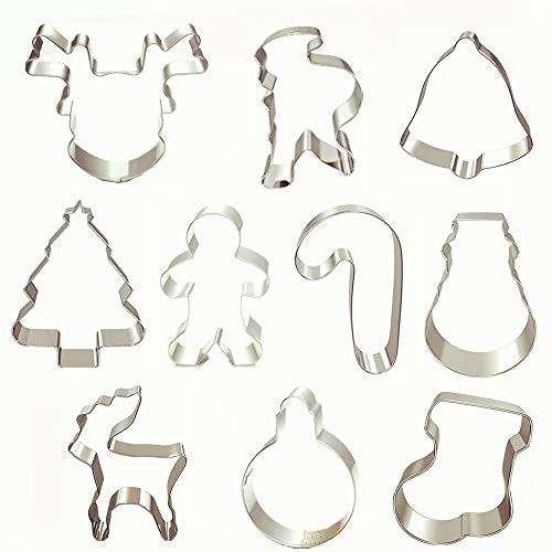 Christmas Cookie Cutter-10 pieces Christmas tree reindeer gingerbread man mittens and more cookie cutter Christmas shapes