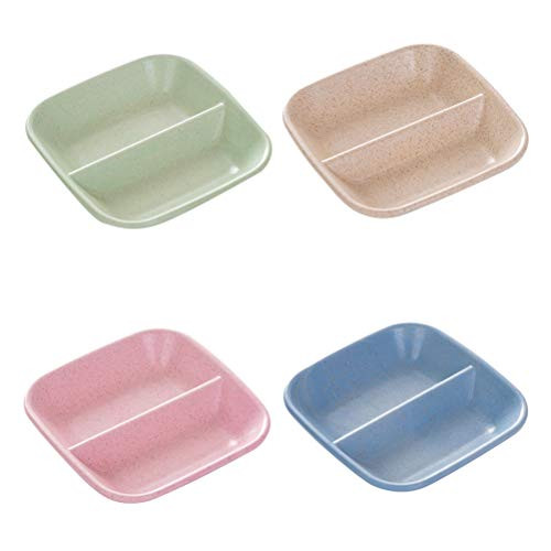 BESTONZON 4pcs Sauce Dish Wheat Straw Seasoning Dishes Sushi Dipping Bowl Saucers Bowl Mini Appetizer Plates Mixed Color BESTONZON 4pcs Sauce Dish Wheat Straw Seasoning Dishes Sushi Dipping Bowl Saucers Bowl Mini Appetizer Plates Mixed Color