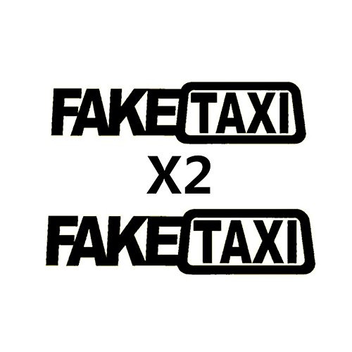 THE MIMIS Fake Taxi Funny Car Sticker JDM Drift Race Vinyl Sticker Decal x2 Black