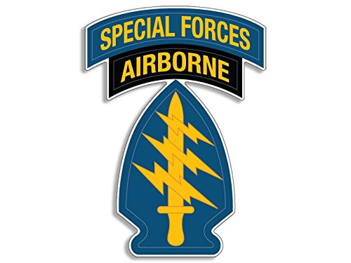 American Vinyl Blue Special Forces Spear Head   Airborne Tab Shaped Sticker Green Berets