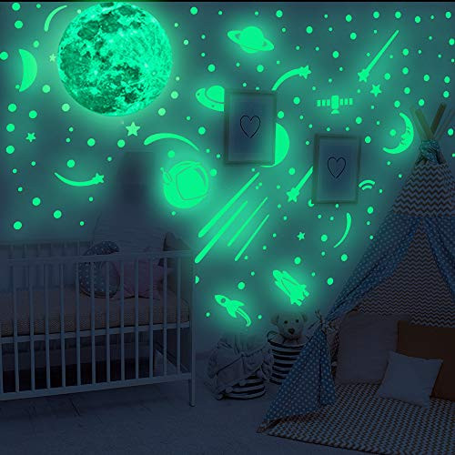 Glow in The Dark Wall Decals Glowing Spacecraft Rocket Stars Stickers for Ceiling Wall Decals Perfect for Kids Nursery Bedroom Living Room?810 PCS Glow in The Dark Wall Decals Glowing Spacecraft Rocket Stars Stickers for Ceiling Wall Decals Perfect for Kids Nursery Bedroom Living Room?810 PCS