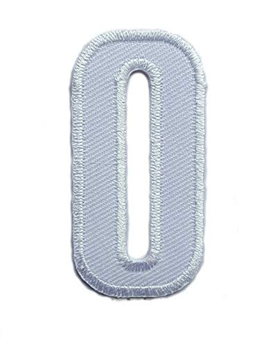 2 INCH White Number 0 Patches Appliques Fabric Decorating for Hat Cap Polo Backpack Clothing Jacket T-Shirt DIY Embroidered Iron OnSew On Patch