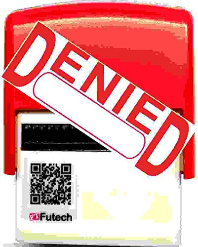 Denied Stamp Text with Date Box on Self-Inking Rubber StampRED Ink - FUTECH