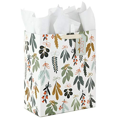 Hallmark 13 Large Christmas Gift Bag with Tissue Paper Joyful Nature Ivory and Greens Hallmark 13 Large Christmas Gift Bag with Tissue Paper Joyful Nature Ivory and Greens