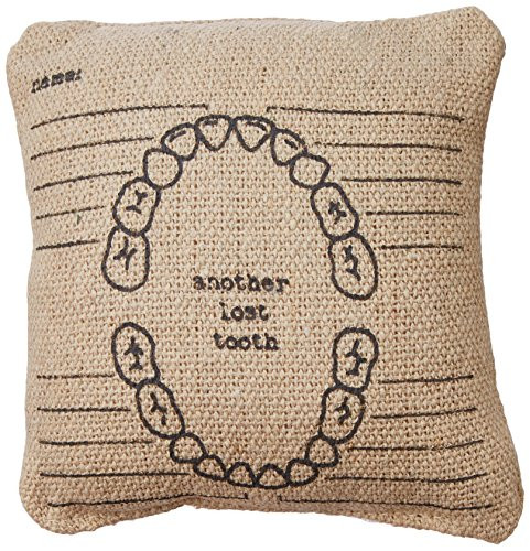 Primitives by Kathy Mini Linen Throw Pillow, 5.25" x 5.25", Another Lost Tooth